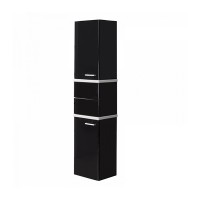 Шкаф-колонна Акватон - ТУРИН черный глянец с белыми панелями 1A118003TU950