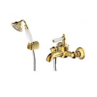 Смеситель для ванны Bravat Art F675109G-B с аксессуарами и c коротким изливом золото